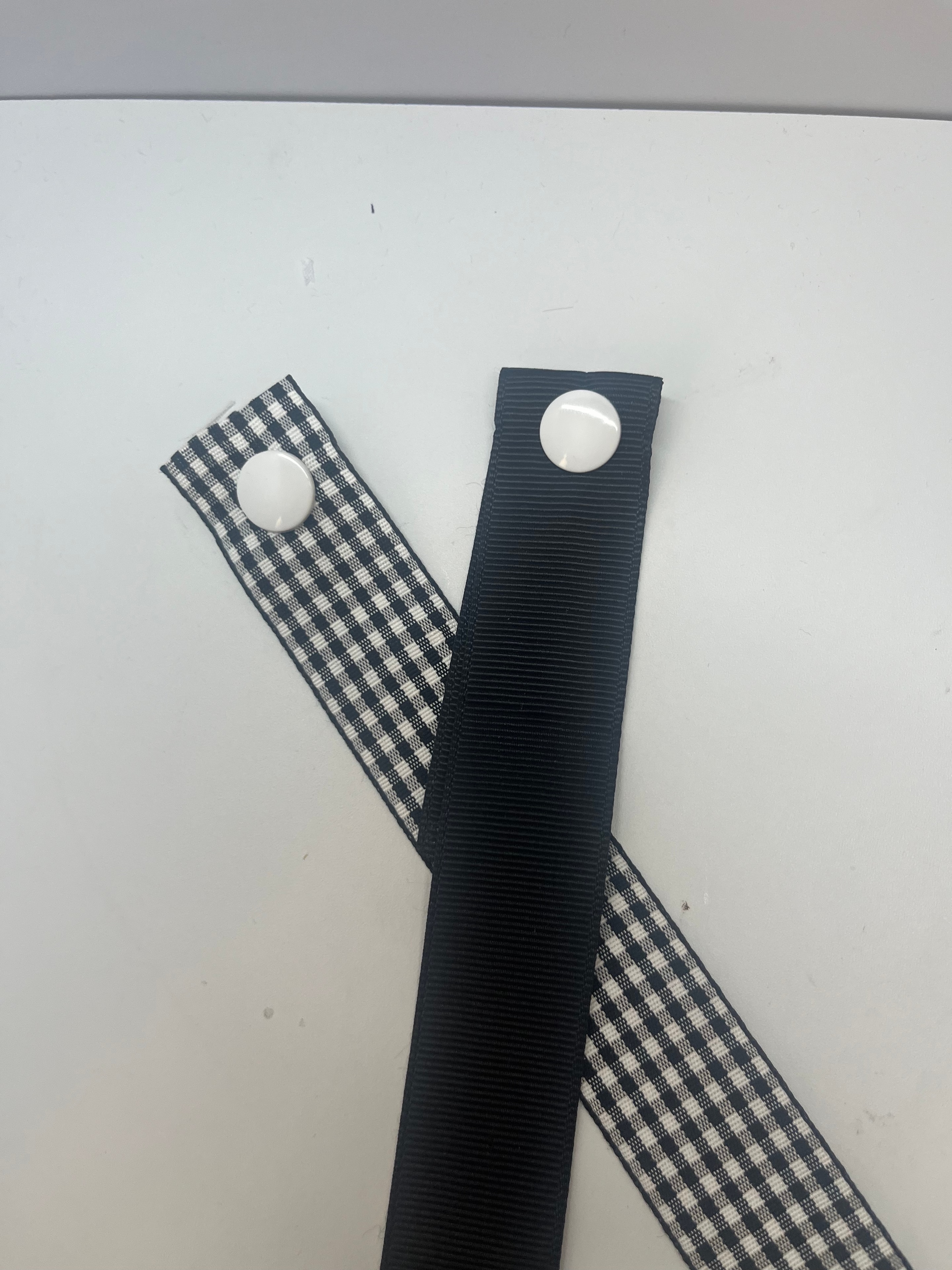 County Farmland Signature snap-on ribbon extensions — gingham and solid black