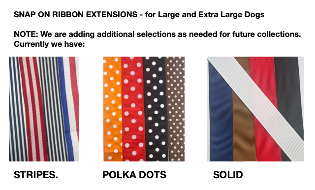 Snap on ribbon extensions — stripes, polka dots, and solid colors